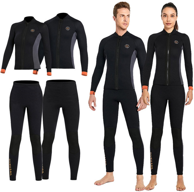 분리형 잠수복 다이빙슈트 수상스키 다이버 스킨스쿠버 서핑 웻 슈트 3mm, 여성상의