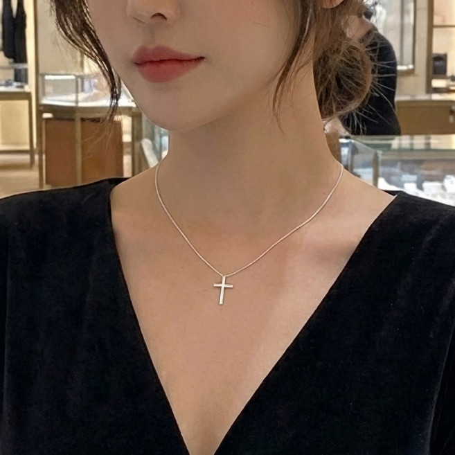 오렌 심플 실버 목걸이 데일리 여성 쥬얼리 s925 십자가