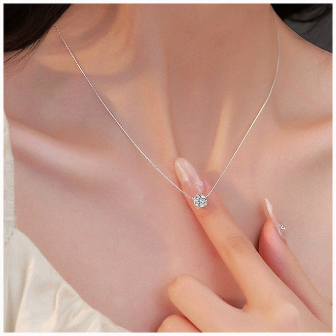 FANSYLI 다이아목걸이 1캐럿 4프롱 모이사나이트 큐빅 랩다이아 목걸이 체인목걸이 프로포즈목걸이 명품목걸이 여자친구생일선물 0907JLL430