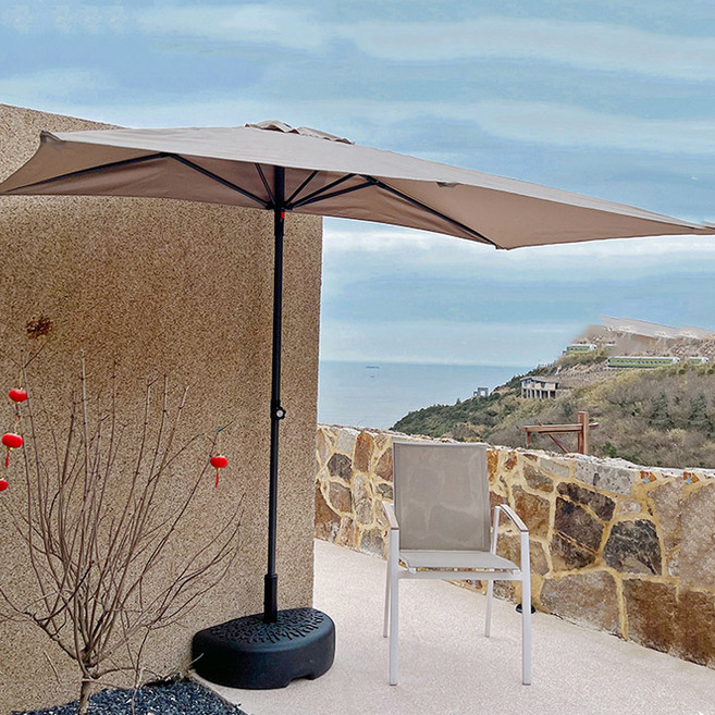 루이 테라스 하프 파라솔 받침대 풀세트, 블랙(물통포함)