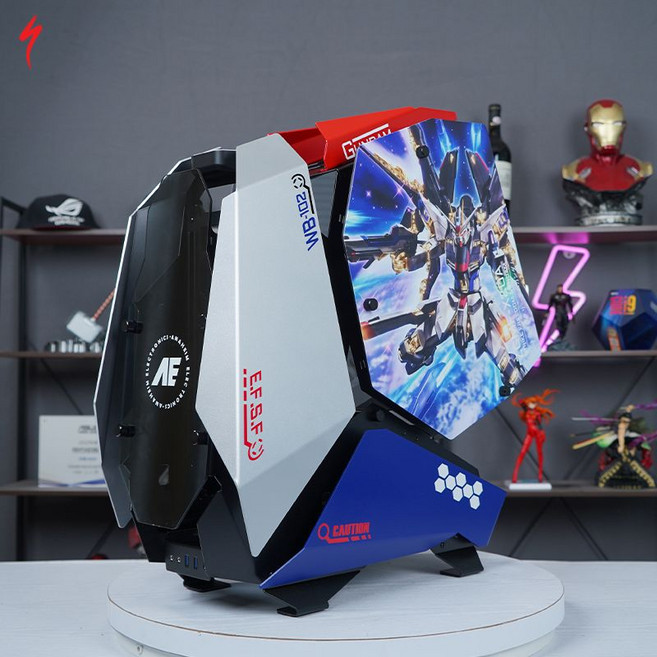 본체케이스 모드5 건담 RX-0 커스텀 케이스 수냉 게임 조립 PC, f. 본체케이스