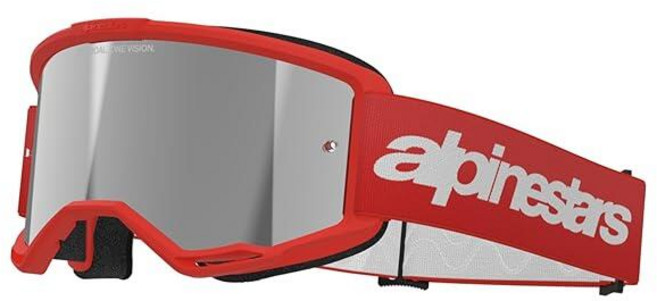 AlpineSTAR 스타sVisiON 온3MXATVMTB오프로드고글블랙-미러실버렌즈124938, 레드 - 미러 실버 렌즈, 1개