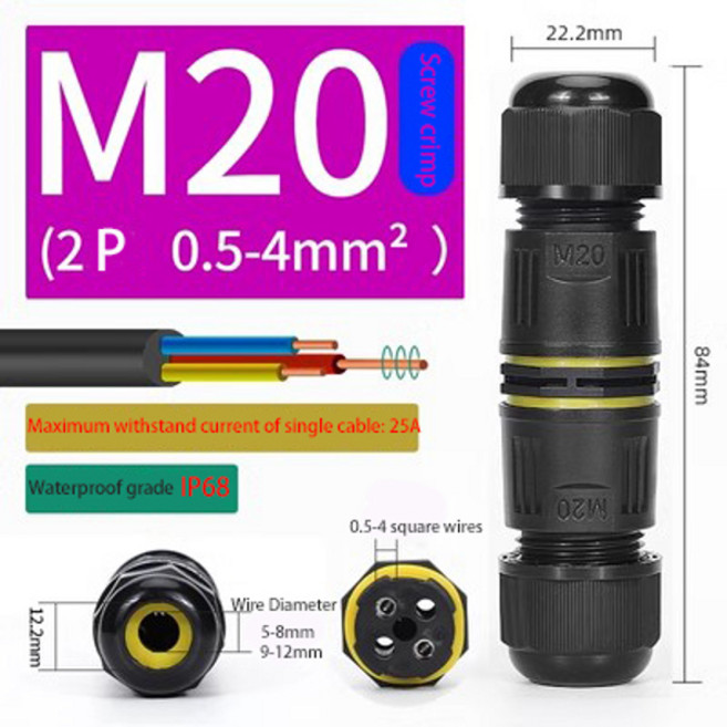 IP68 방수 커넥터 LED 조명 전선 커넥터 용 2345 핀 나사 배선 터미널 어댑터 실외 정션, [18] M16 3P 3-6.5mm