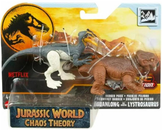 마텔 쥬라기 월드 카오스 혼돈 이론 Guanlong 대 Lystrosaurus 공룡 액션 피규어 장난감