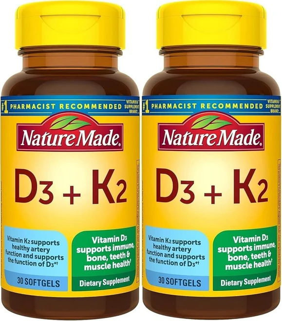 Nature Made 네이처메이드 비타민D3+K2 30정 2팩 소프트젤 영양제, 2 - 쿠팡