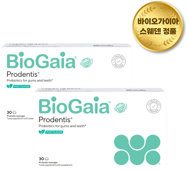 바이오가이아 프로덴티스 구강 유산균 민트맛 30정 2개 세트 (유통기한 27년 12월)