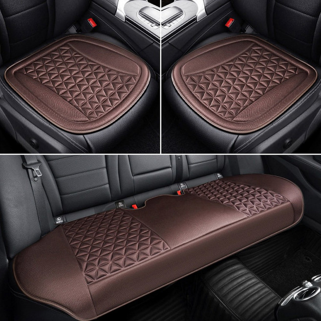 차량시트커버 패브릭 아이스 pad 그레이 시트매트 직물과 시트교체 싱글 팔걸이, 삼각 커피 3종 세트, 1개