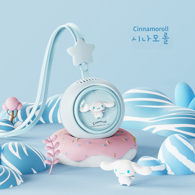 GOYES 산리오 캐릭터 어린이 목선풍기 휴대용 미니 선풍기 선물, 시나모롤, FREE