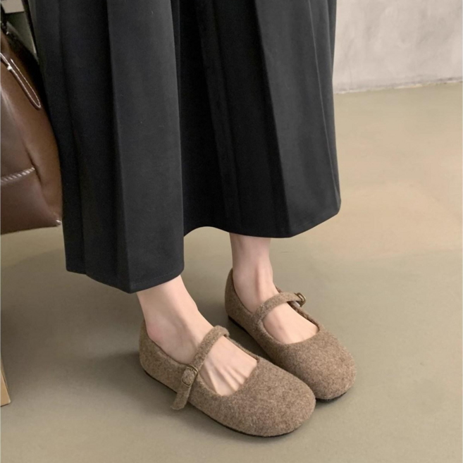 이즈리엘 여성 발레 플랫 털안감 발레 슈즈 단화