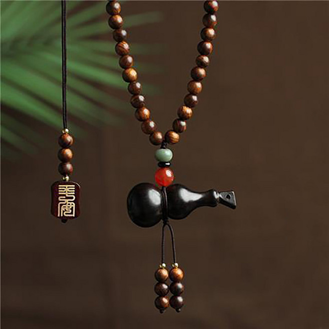 차량용 염주 조롱박 액막이 무사고기원 행운 차걸이 재물운 자동차 장식 안전운전 선물, 1개, 흑단목