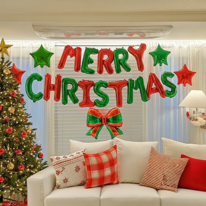 어썸데이 크리스마스 풍선세트 파티 장식, 1세트, 메리크리스마스 풍선세트