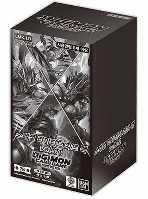 디지몬카드 스페셜 리미티드 카드팩 박스 vol.01 1탄 LMK-1.0 한글판 부스터, 1박스, 블랙외