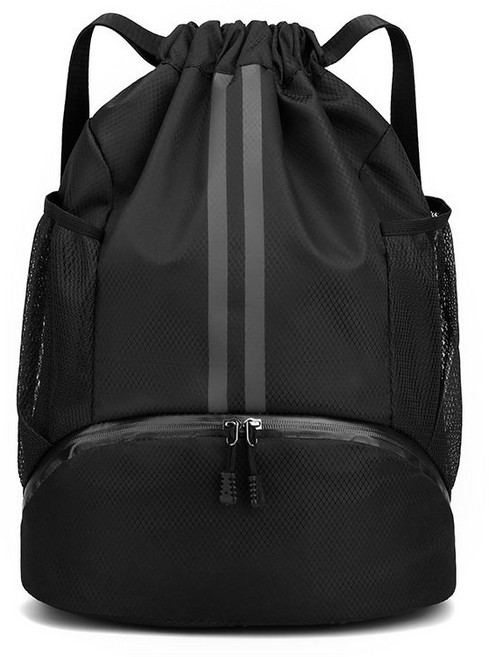 농구가방 수영가방 건습 분리 수납가방 스포츠백팩 트레이닝 피트니스 스트링 백팩, 블랙