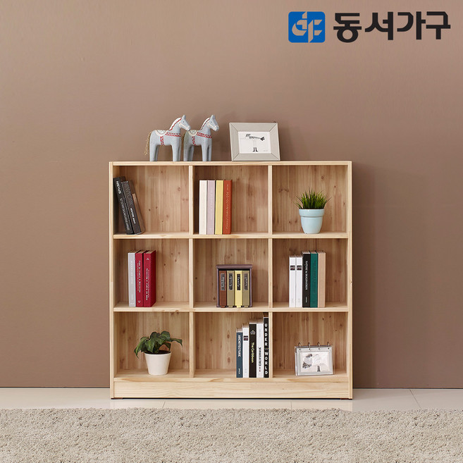 동서가구 삼나무 슬림 1200 원목 3단 책장 DF629147, 원목색