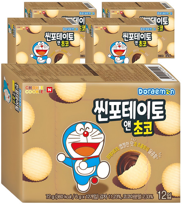 초키앤쿠키 도라에몽 씬 포테이토 앤 초코, 72g, 5개