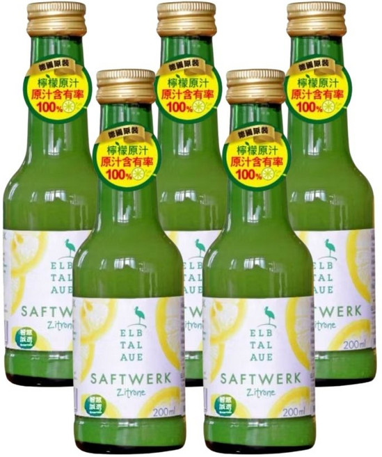 SAFTWERK 德國原裝檸檬原汁 西西里檸檬 非濃縮還原 200毫升五入組, 5個, 200ml