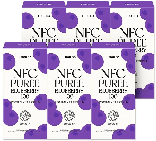 트루알엑스 NFC 고함량 블루베리 퓨레 100% 하이부쉬블루베리 안토시아닌 14포, 6박스, 266g - 쿠팡