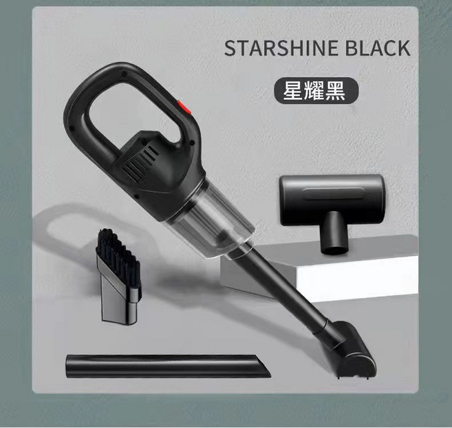 無線充電吸塵器便攜式手持家用車載用強勁吸力大功率吸塵器, 如圖, 黑色定製款【包裝】帶刷子