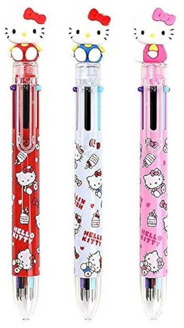 JVPEN WRITING INSTRUMENT Wociud 헬로키티 0.7mm 6색 멀티컬러 볼펜 헬로키티 1개 (3개묶음), 상세페이지 참조