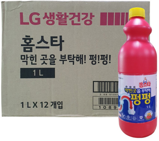 홈스타 막힌곳을 부탁해 펑펑 1리터 12개 배수관 세정제, 1L