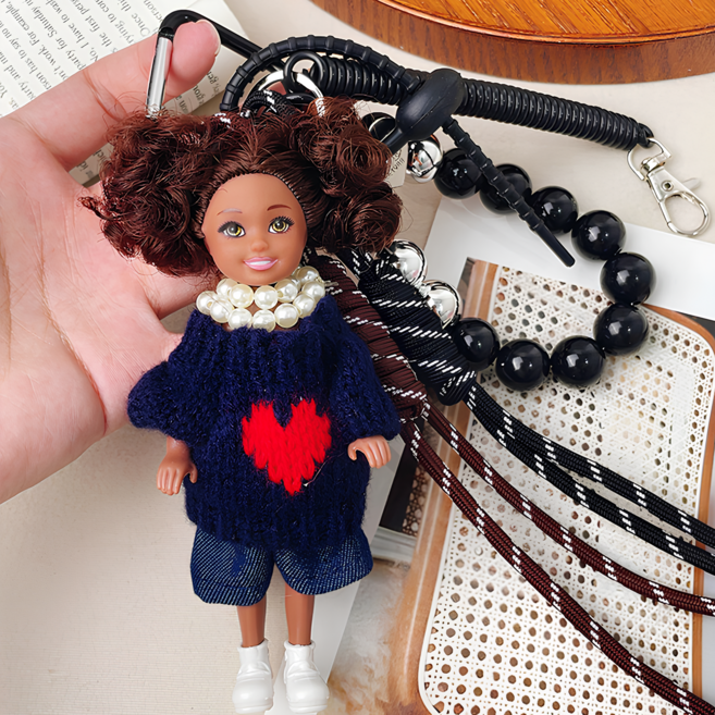 명품키링 태닝 베이비돌 바비비 인형 키링 가방꾸미기 가꾸 백꾸, 1개, 레드하트