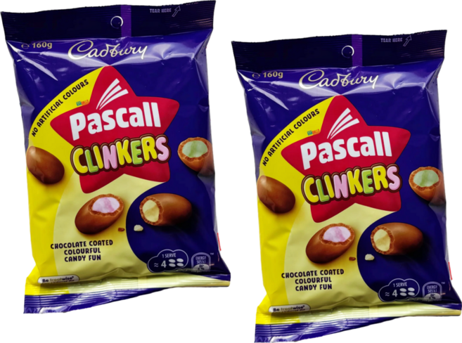 Cadbury Pascall 캐드버리 파스콜 클링커 밀크 초콜릿 롤리 스낵 & 쉐어백 Clinker Milk Chocolate Lollies Snack & Share Bag, 160g, 2개