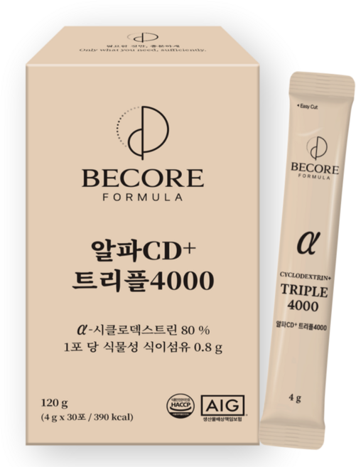 비코어 알파CD분말 식약청인증100% HACCP 알파시클로덱스트린 고함량 알파시디+트리플4000, 1개, 30회분