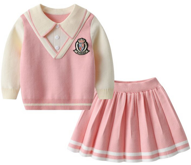 크리스탈하우스 여아 카라 스쿨룩 니트 치마 상하복 CE006