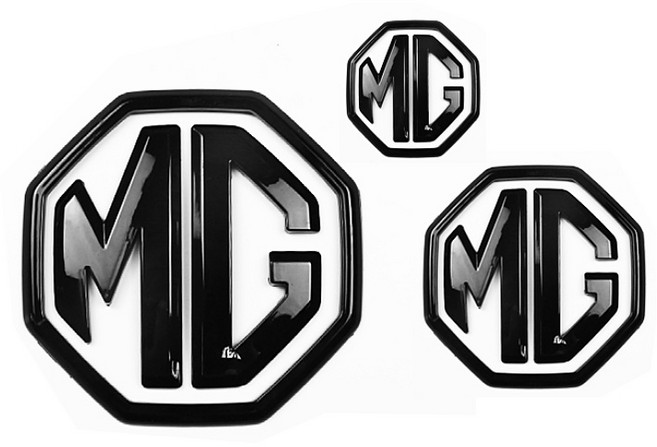 MG 3件式 亮黑碳纖紋 車標貼 (適用MG HS ZS MG5 2017-2019), 黑色,MG ZS 17-20, 1個