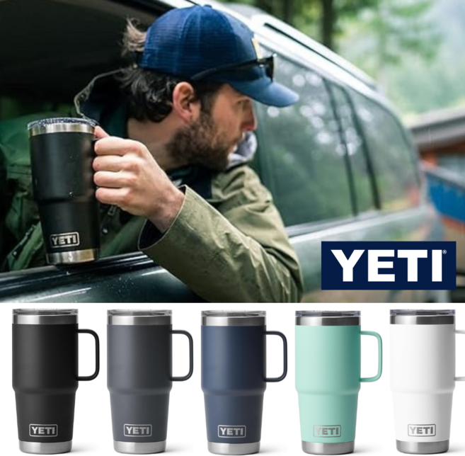 YETI 예티 텀블러 보온병 20oz 591ml 스텐 보냉 리유저블컵 핸들 손잡이 물통, 블랙, 1개