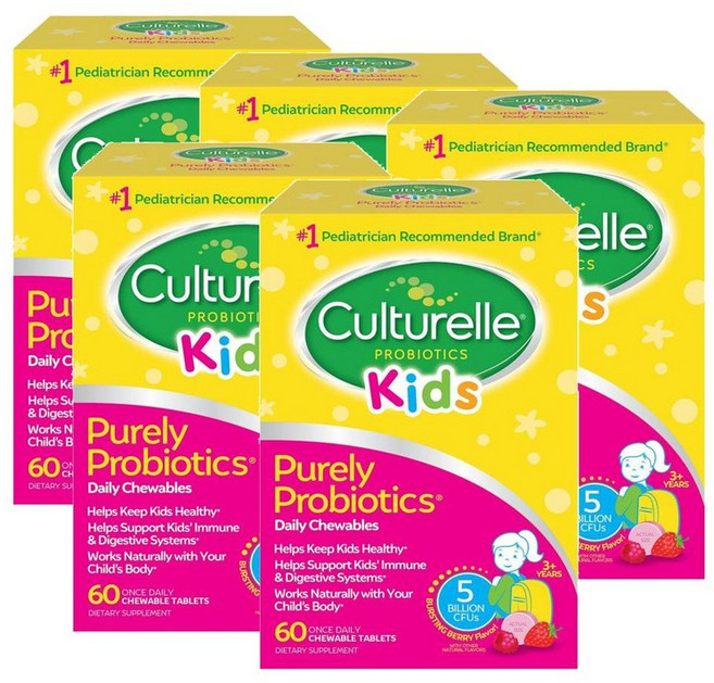 컬처렐 키즈 퓨얼리 프로바이오틱스 츄어블 타블렛 Culturelle Kids Purely Probiotics Chewable Tablets, 5개, 60정