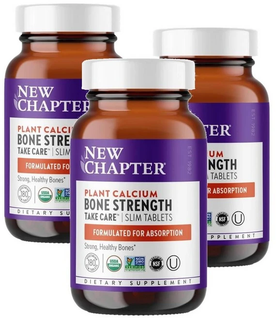 뉴챕터 식물성칼슘 본스트렝스 비타민 D3 K2 마그네슘 New Chapter Born Strength, 3개, 180정 - 쿠팡