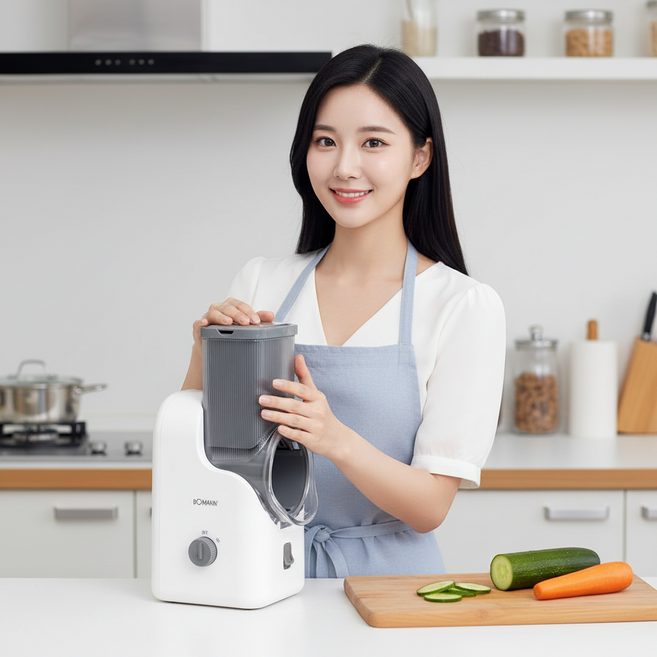 (특)보만 전동 채칼 오토슬라이서 채칼 5종 세트 주방기기 조리기기, 1개, 흰색