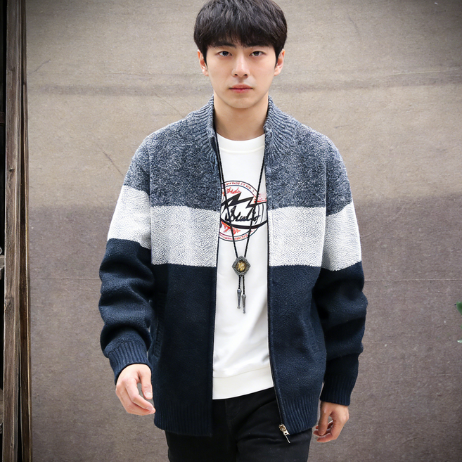 스타일닥터 남성 가을 겨울 기모 하이넥 니트 카디건 루즈핏 니트 자켓