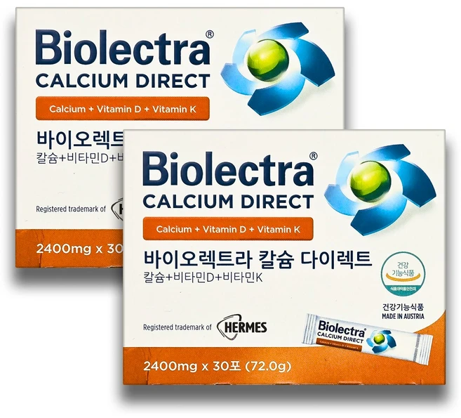 헤어메스 바이오렉트라 칼슘 다이렉트 2400mg 임산부 패밀리 수유부 어린이 성인 30포x2개, 2개, 72g - 쿠팡