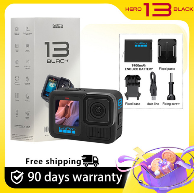 고프로 HERO 13 블랙 액션 카메라 HyperSmooth 6.0 5.3K 60fps 비디오 27MP GoPro 13 헬멧 브이로그 스포츠 카메라, [01] 옵션1