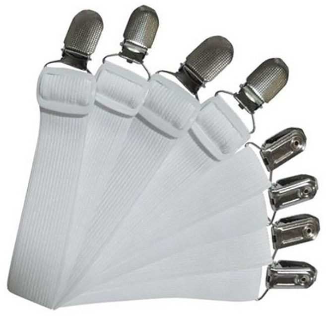 톱니식 침대시트 러너 길이조절 고정 집게, 화이트, 8개