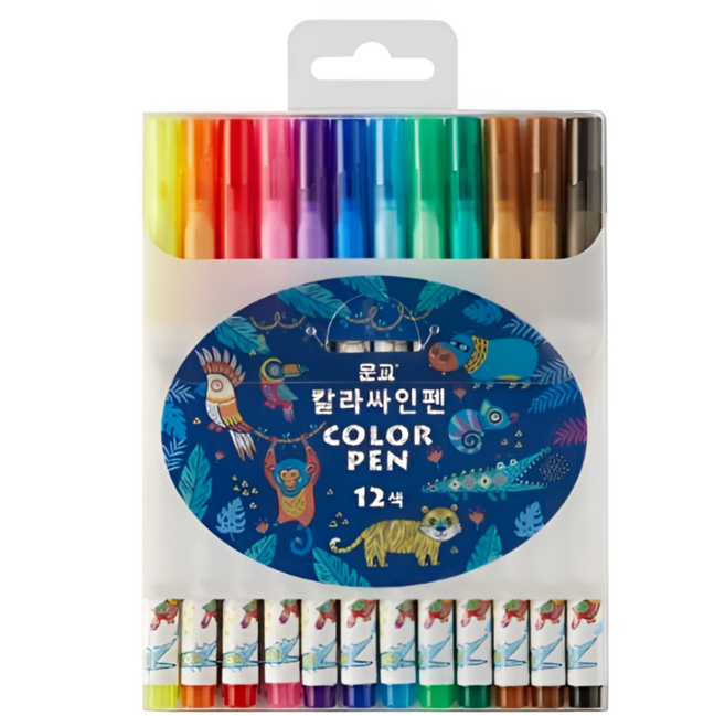 문교 칼라싸인펜, 1개, 12