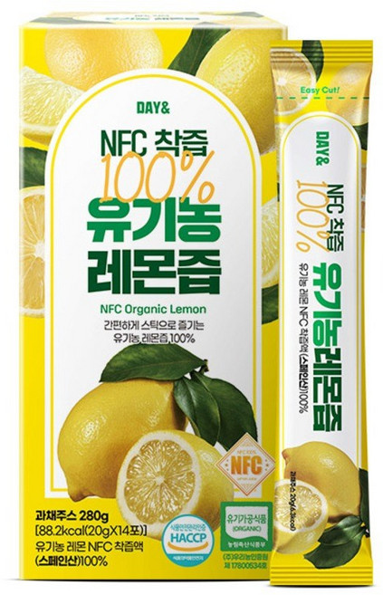 데이앤 NFC 100% 유기농 레몬즙, 280g, 1개