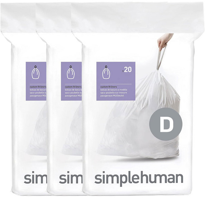 simplehuman Code D 휴지통 봉투 20리터 30장 3팩