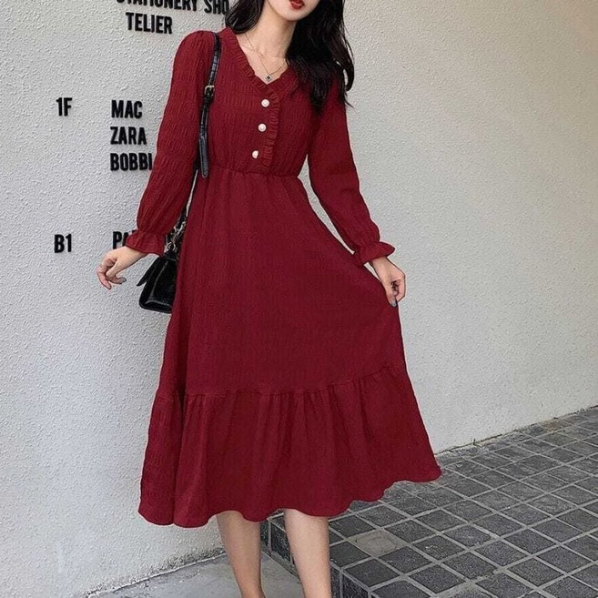 아이엠몽 여성 레이스 슬림 미디엄 원피스