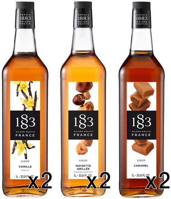 1883 바닐라시럽2+카라멜시럽2+헤이즐넛시럽2, 6개, 1L