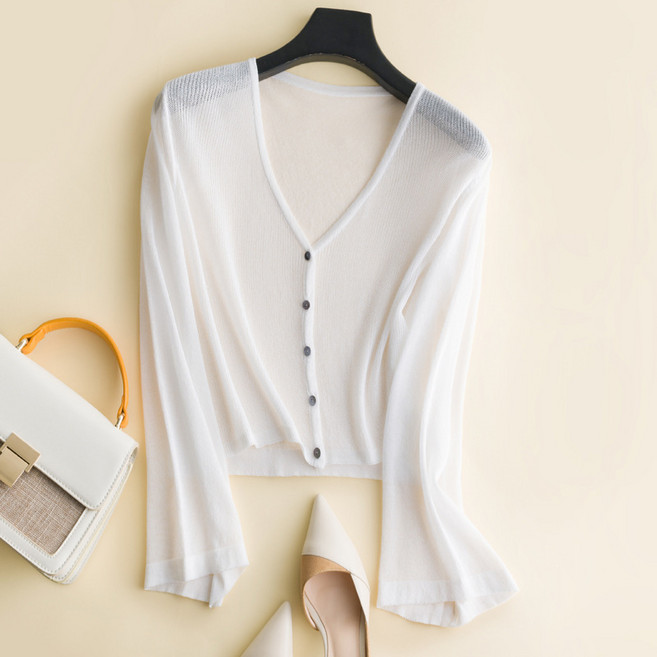 아이엠몽 여성 아이스 실크 선블록 아우터 버튼 가디건 커버업 바캉스 다룬