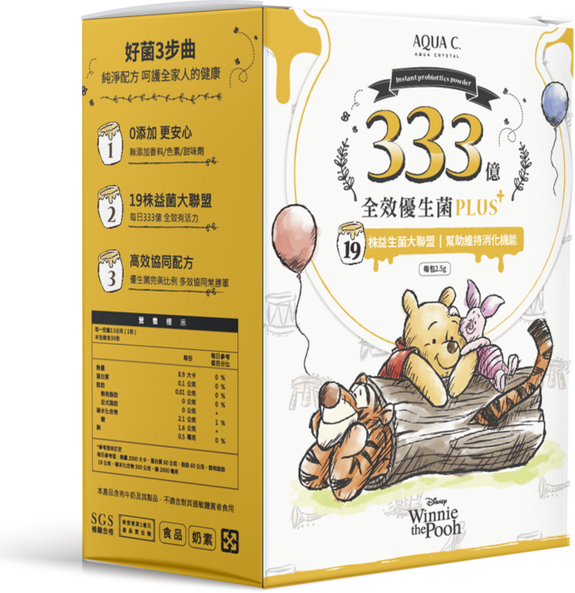 AQUA C 333億 全效優生菌PLUS 小熊維尼版, 1個, 30份