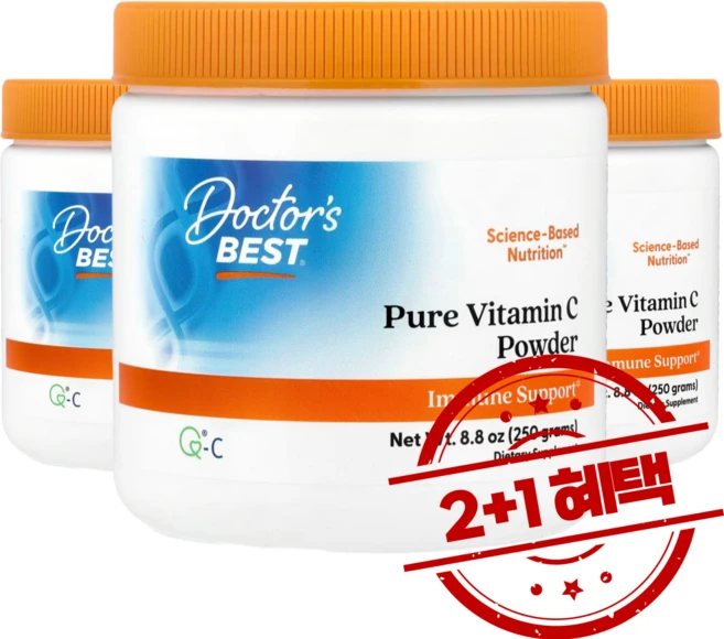 2+1 닥터스베스트 순수 비타민C 분말 1000mg Q®-C 함유 250g 아스코르브산 글루텐 프리 / 해외직구 미국정품, 3개 - 쿠팡
