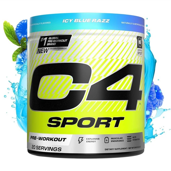 셀루코어 C4 스포츠 프리 운동 파우더 - 졸리 랜처 그린 NSF 카페인 + 크레아틴 베타, Icy Blue Razz, 248g, 1개 - 쿠팡