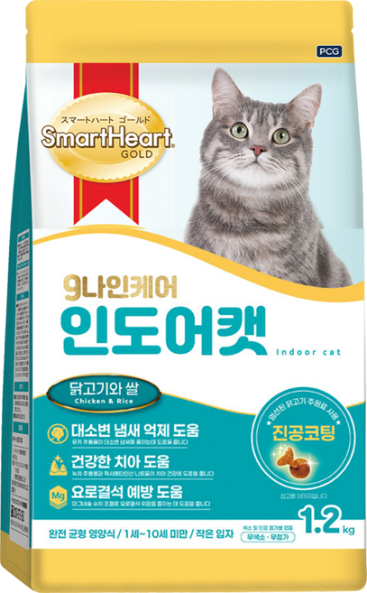 스마트하트골드 고양이 나인케어 기능성 사료, 인도어, 1.2kg, 1개