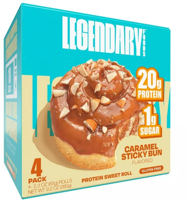 레전더리 프로틴 스티키 번 스윗롤 20g 단백질 제로슈거 저탄수 Legendary Foods Keto Friendly Protein Sweet Roll 4pack, 4개, 65g - 쿠팡