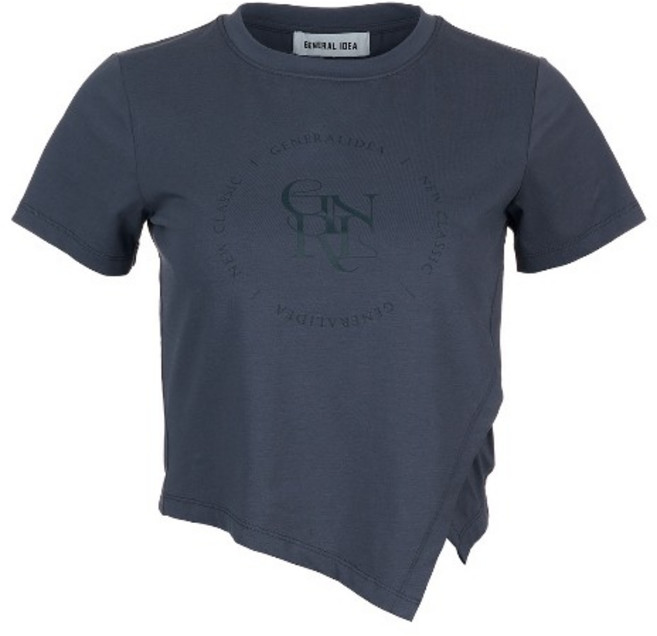 韓國 GENERAL IDEA 女款不對稱絲光短袖上衣 時尚設計 舒適絲滑材質