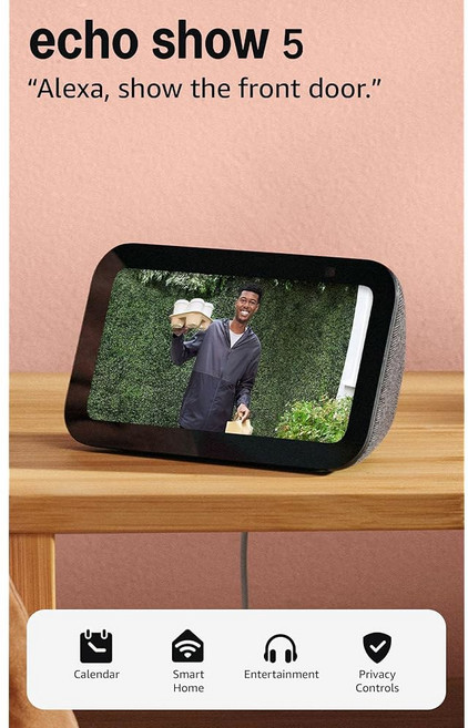 새로운 Amazon Echo Show 5 최신 모델 2배의 베이스와 더 선명한 사운드를 갖춘 스마트 디스플레이 Charcoal